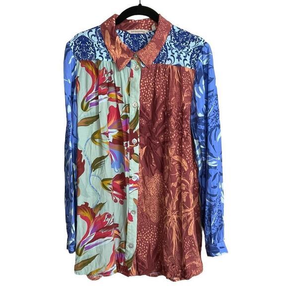 Soft Surroundings Mixed Floral Print Button Up Long Sleeve Size M‎ - Picture 1 of 8
